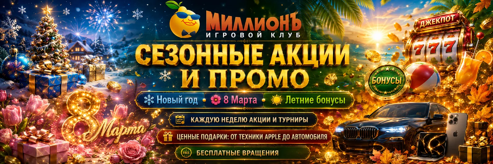 Сезонные акции казино Миллион